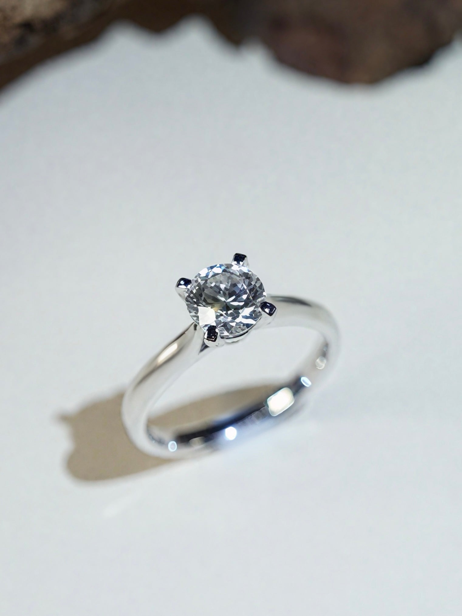 18K Gold Lab Grown Diamond Ring - Four-Prong Round Solitaire Sleek Engagement Ring