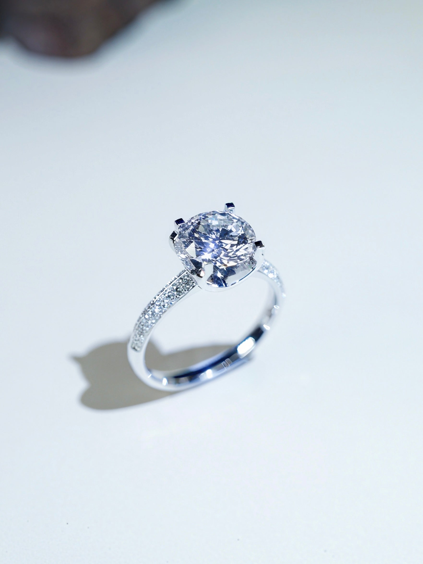 18K Gold Lab Grown Diamond Ring - Oval Cut Center Stone with Single Pavé Band Elegant Engagement Ring