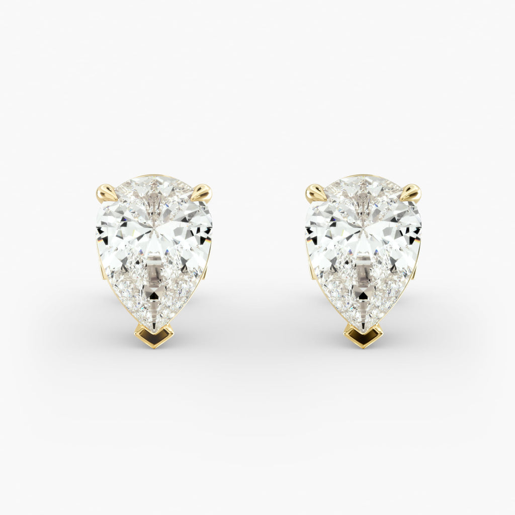 Pear Shape Custom Diamond Stud Earrings Shown in 2 ct. Total