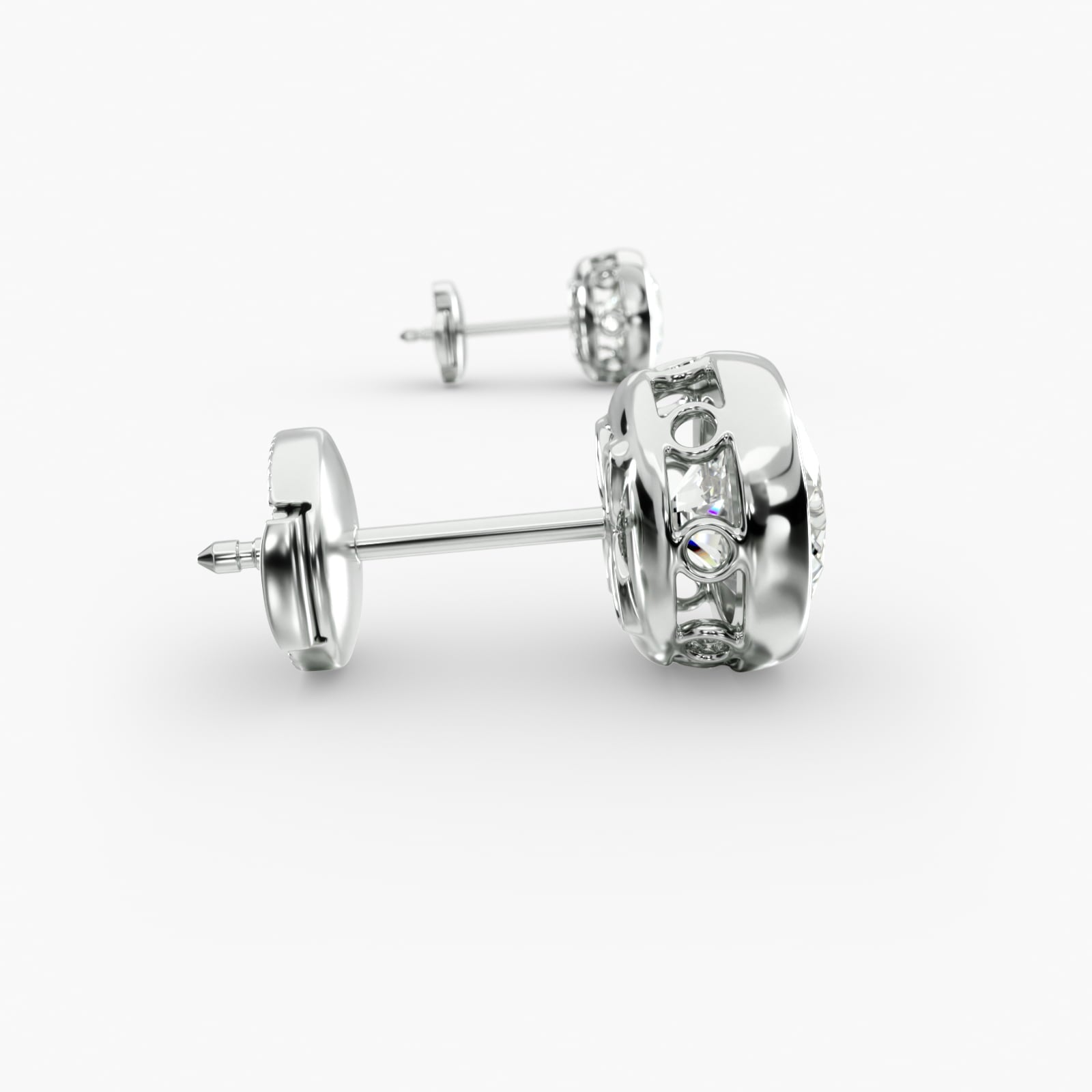 Bezel Custom Diamond Stud Earrings Shown in 2 ct. Total
