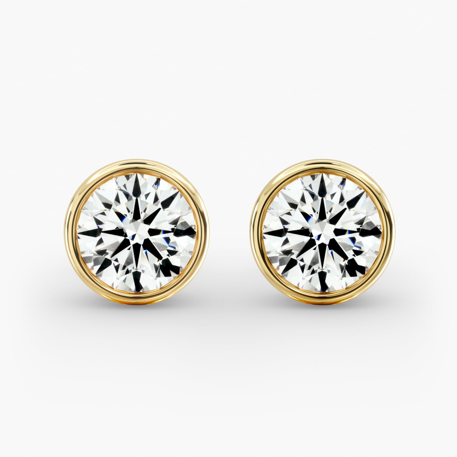 Bezel Custom Diamond Stud Earrings Shown in 2 ct. Total
