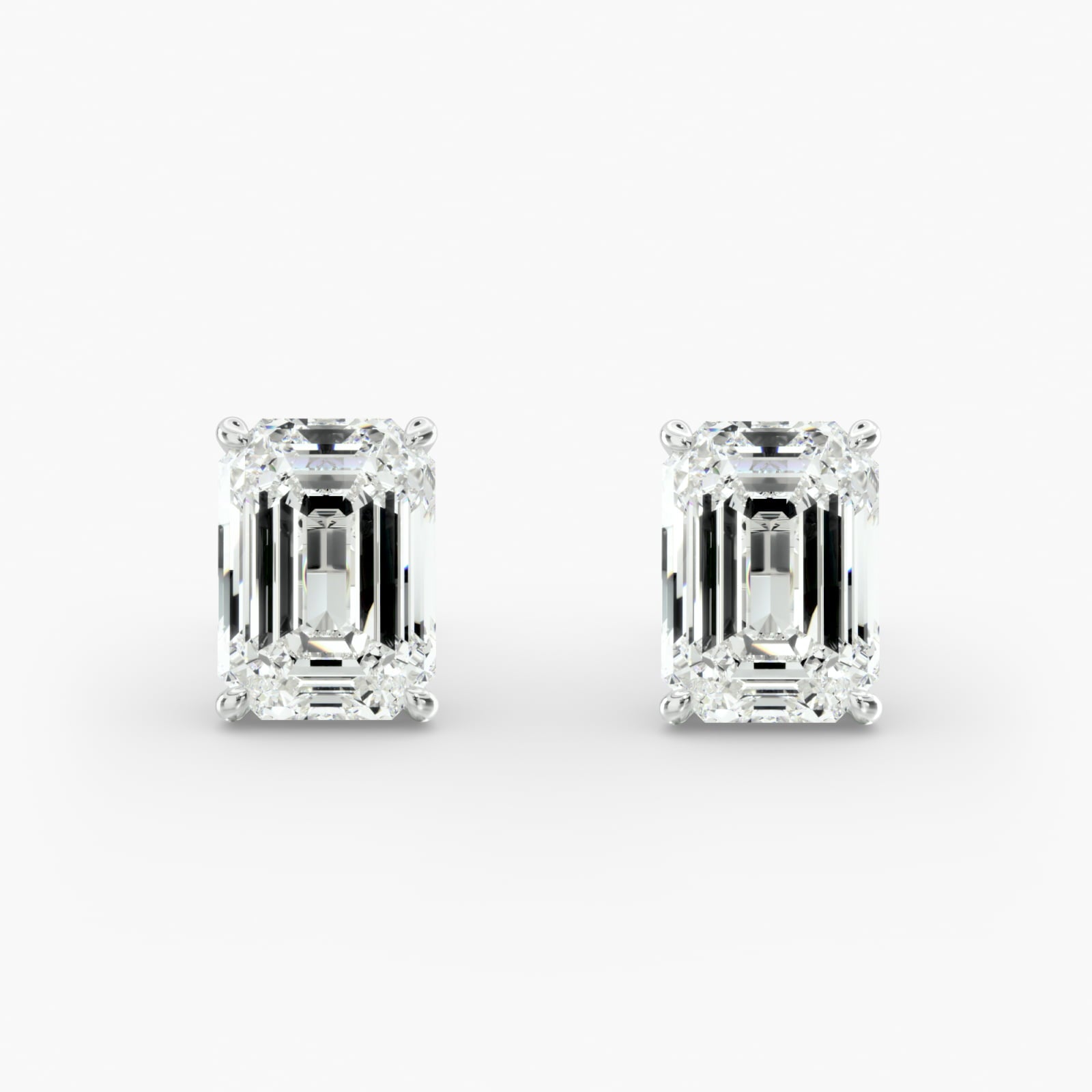 Emerald Cut Custom Diamond Stud Earrings Shown in 2 ct. Total