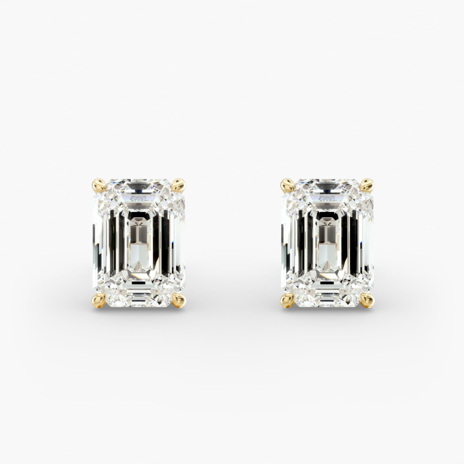 Emerald Cut Custom Diamond Stud Earrings Shown in 2 ct. Total