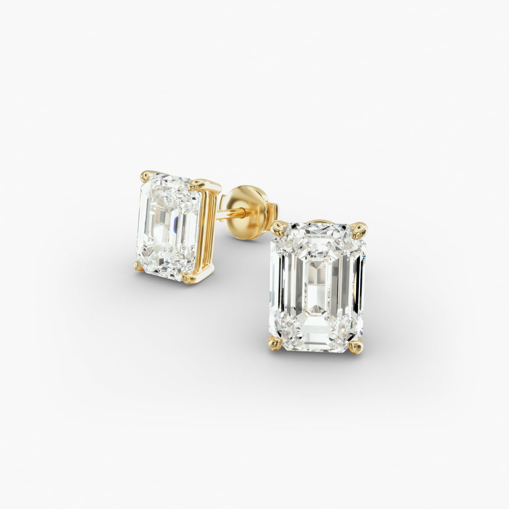 Emerald Cut Custom Diamond Stud Earrings Shown in 2 ct. Total