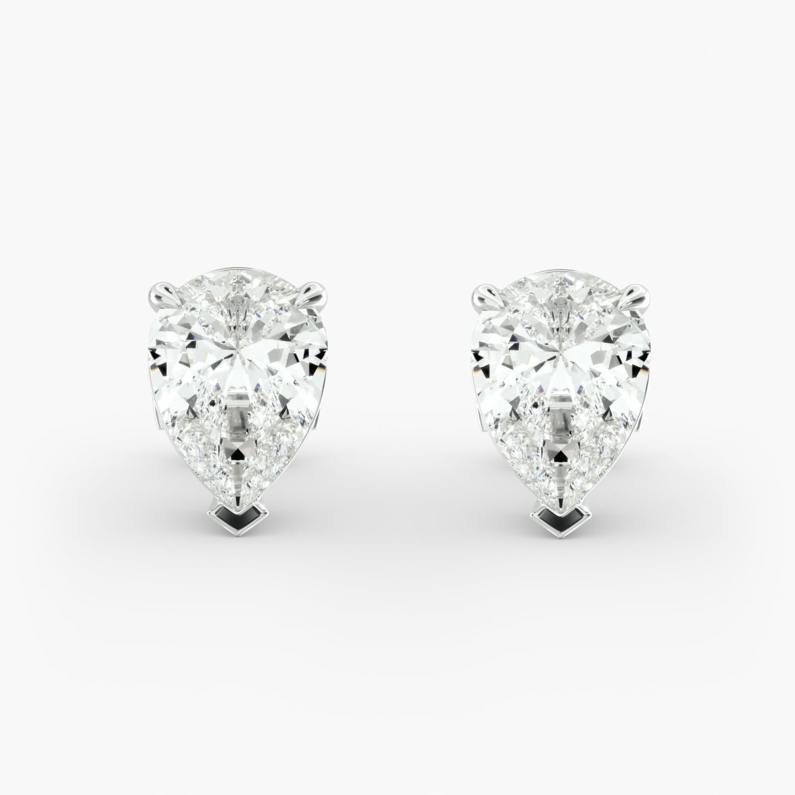 Pear Shape Custom Diamond Stud Earrings Shown in 2 ct. Total