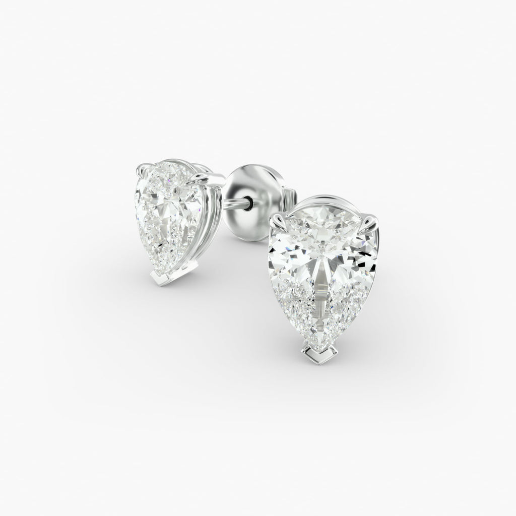 Pear Shape Custom Diamond Stud Earrings Shown in 2 ct. Total