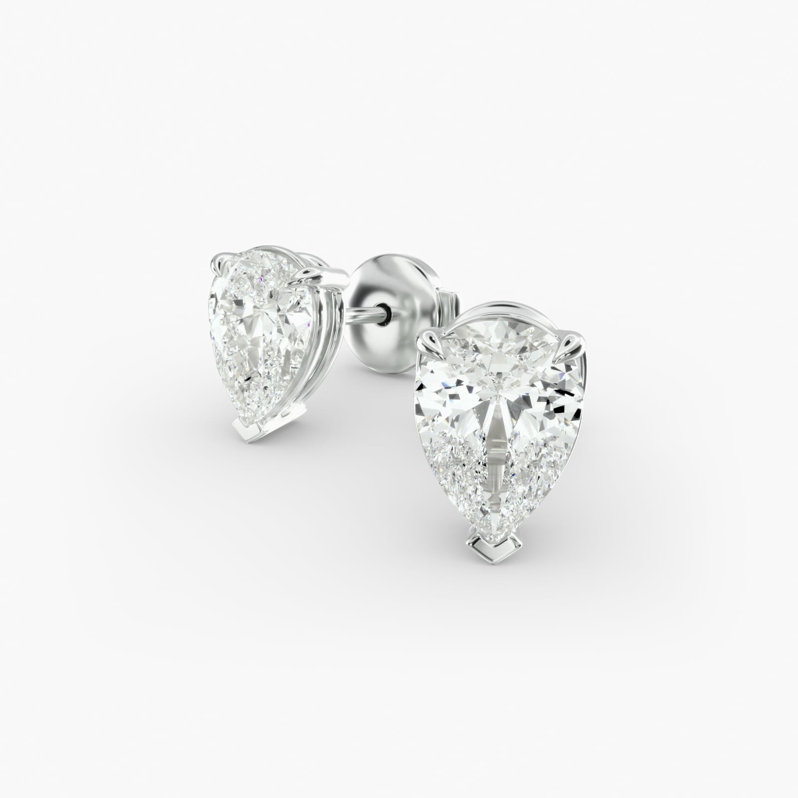 Pear Shape Custom Diamond Stud Earrings Shown in 2 ct. Total