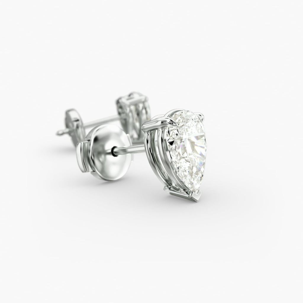 Pear Shape Custom Diamond Stud Earrings Shown in 2 ct. Total