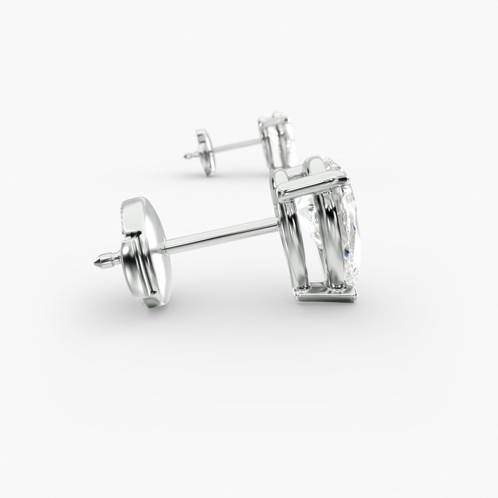 Pear Shape Custom Diamond Stud Earrings Shown in 2 ct. Total
