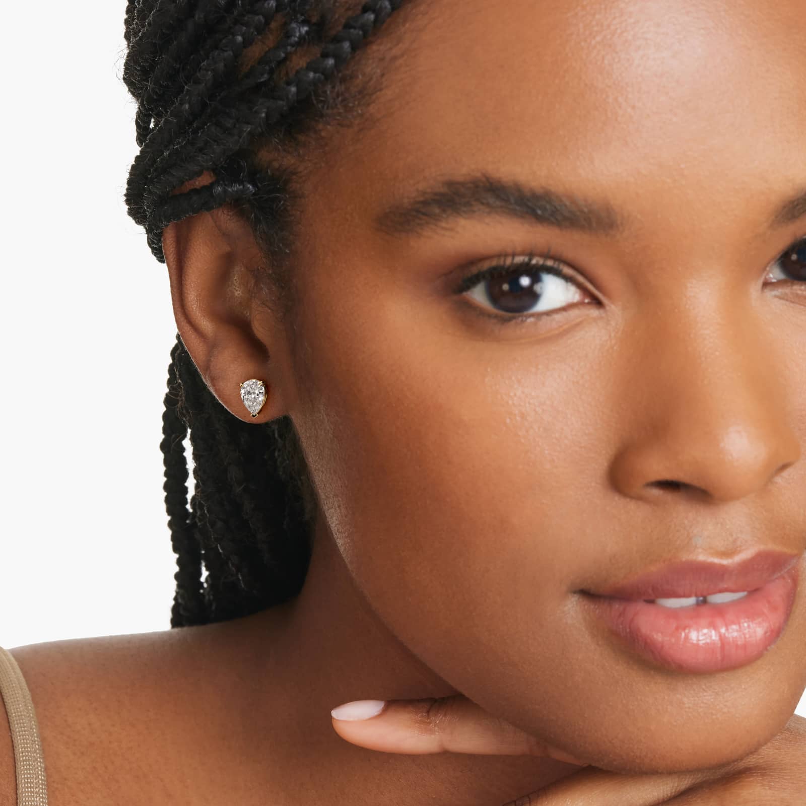 Pear Shape Custom Diamond Stud Earrings Shown in 2 ct. Total