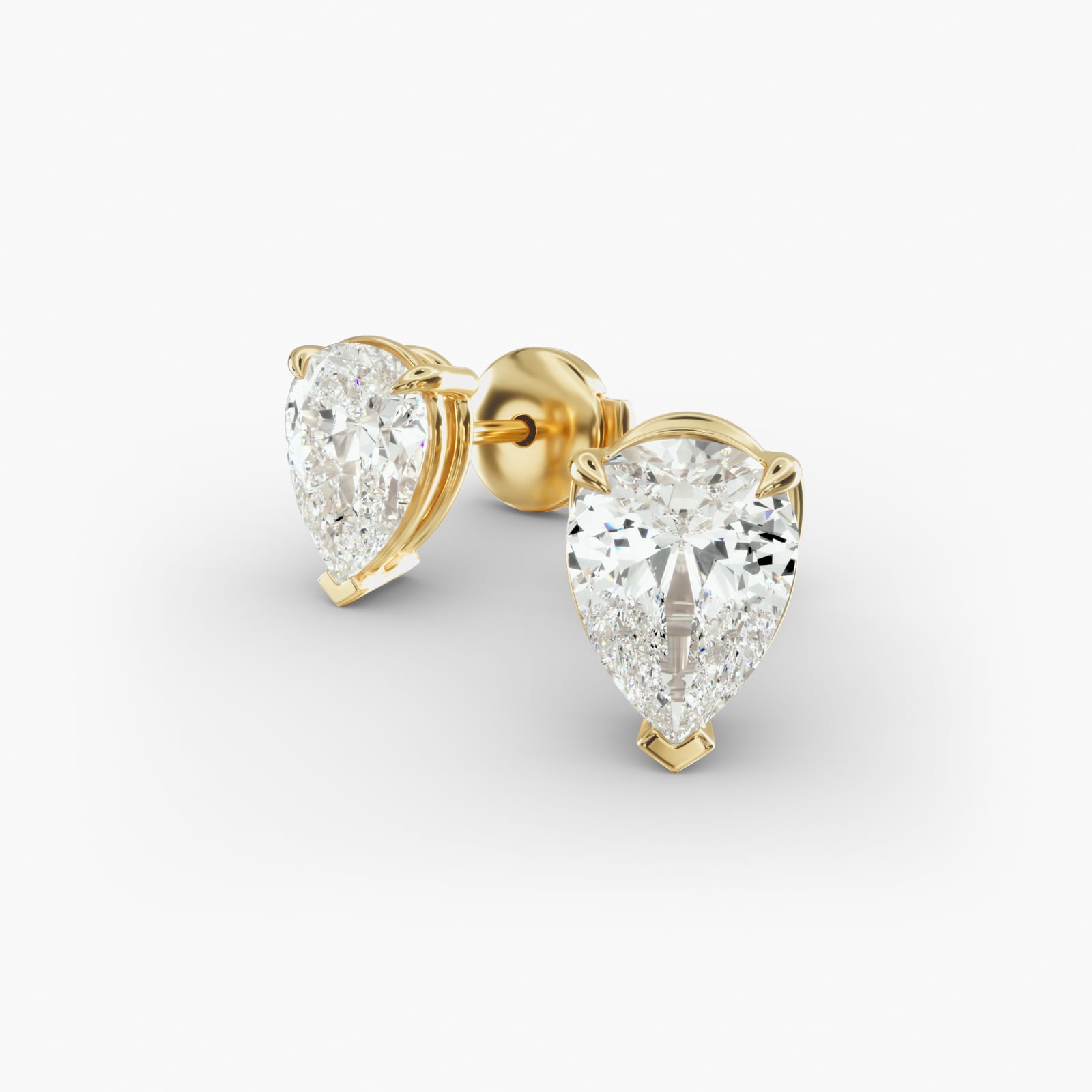 Pear Shape Custom Diamond Stud Earrings Shown in 2 ct. Total
