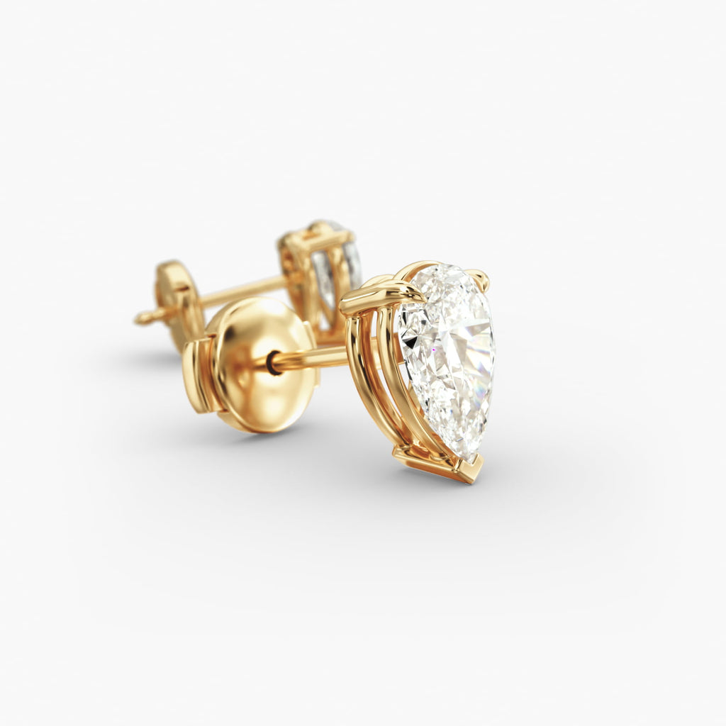 Pear Shape Custom Diamond Stud Earrings Shown in 2 ct. Total