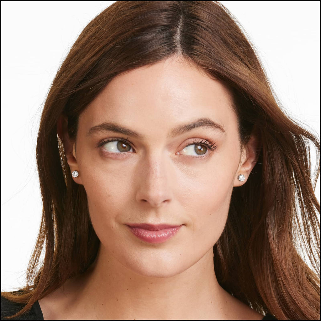 Eight Prong Octagon Cut Custom Diamond Stud Earrings Shown in 2 ct. Total