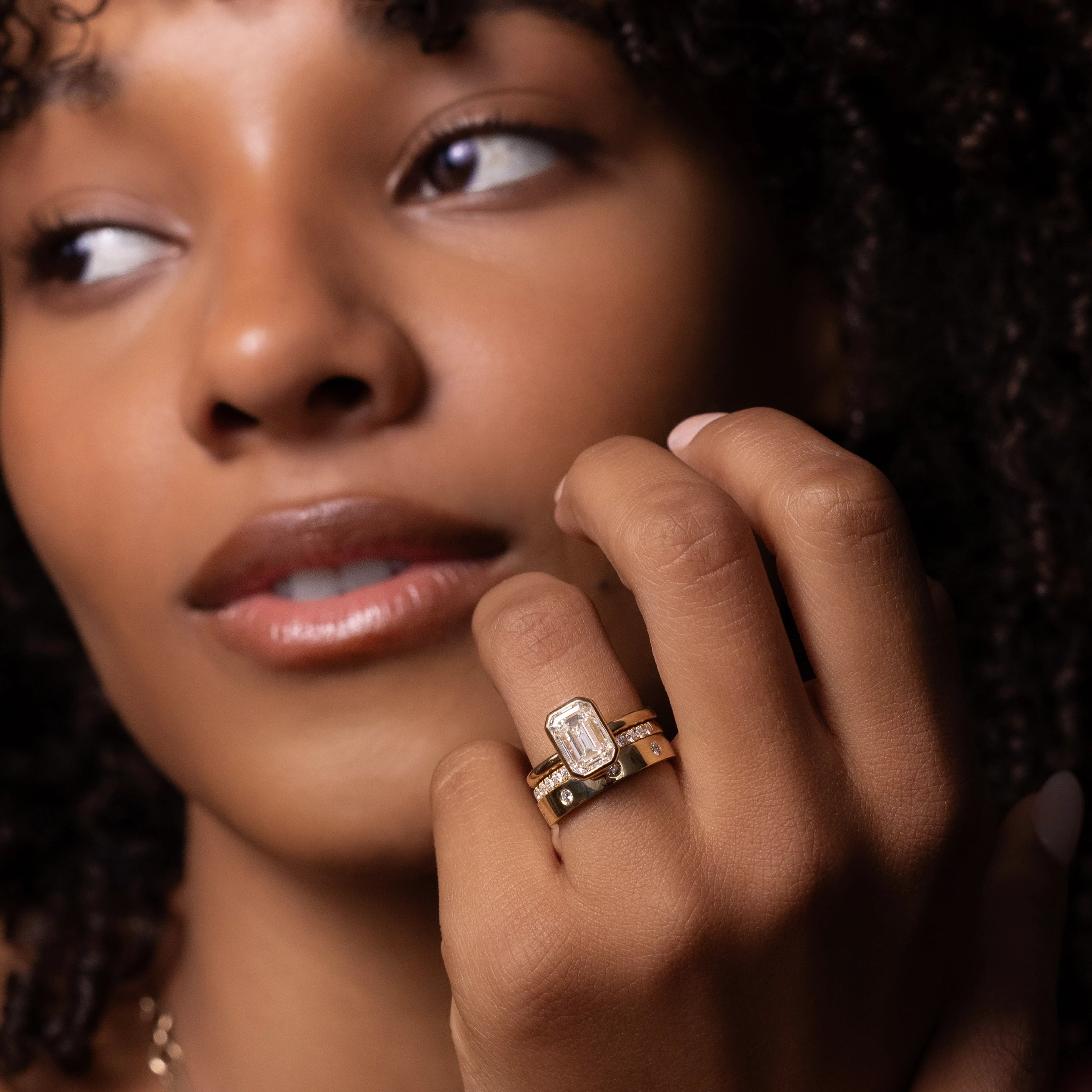 The Audrey Ring - Emerald Bezel Solitaire