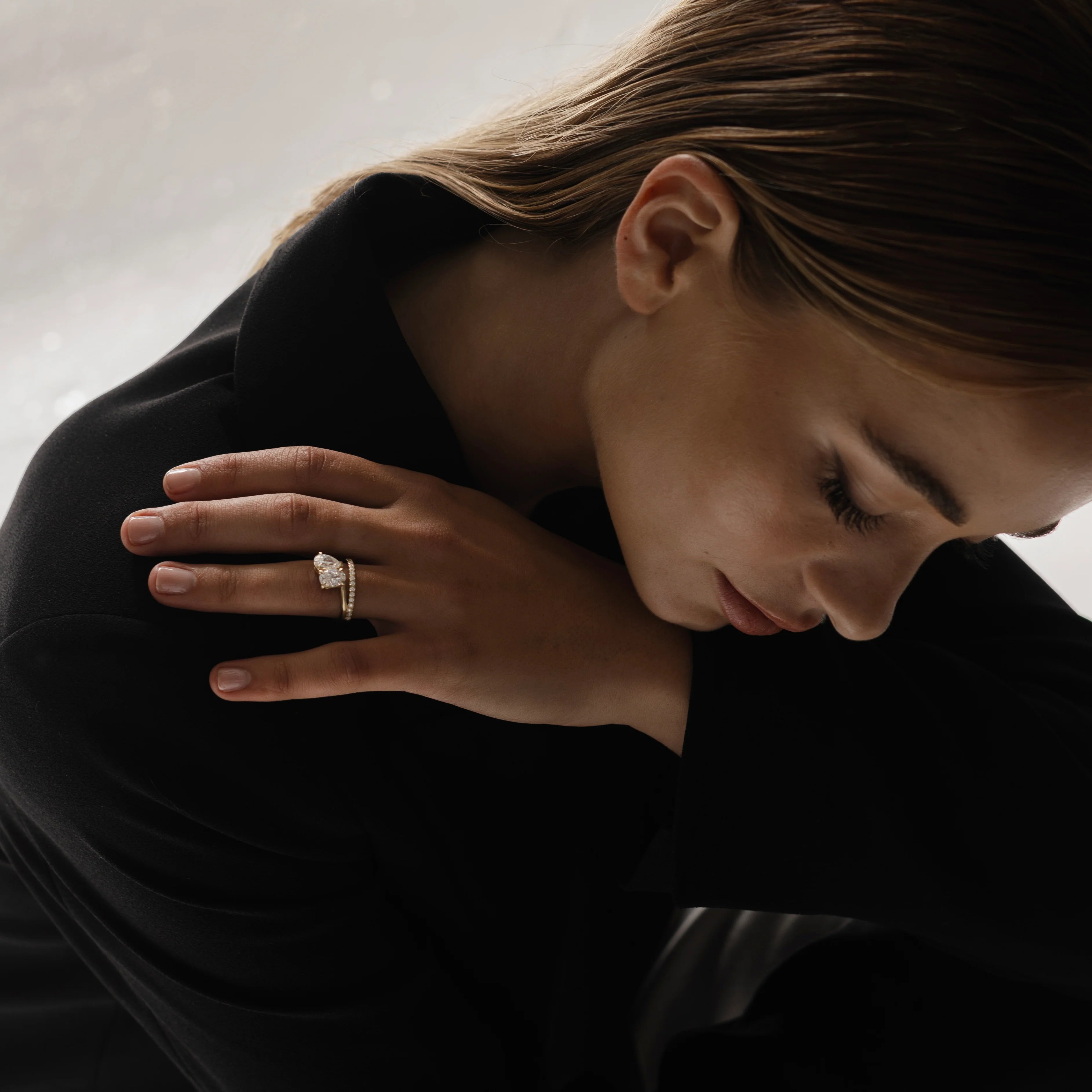 The Emerie Ring - Double Band Oval and Pear Toi Et Moi