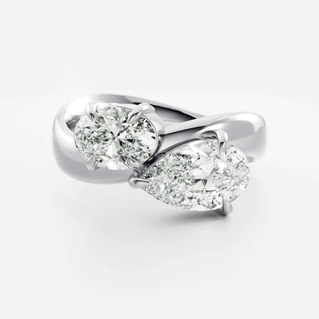 The Maëlys Ring - Oval and Pear Contoured Toi et Moi